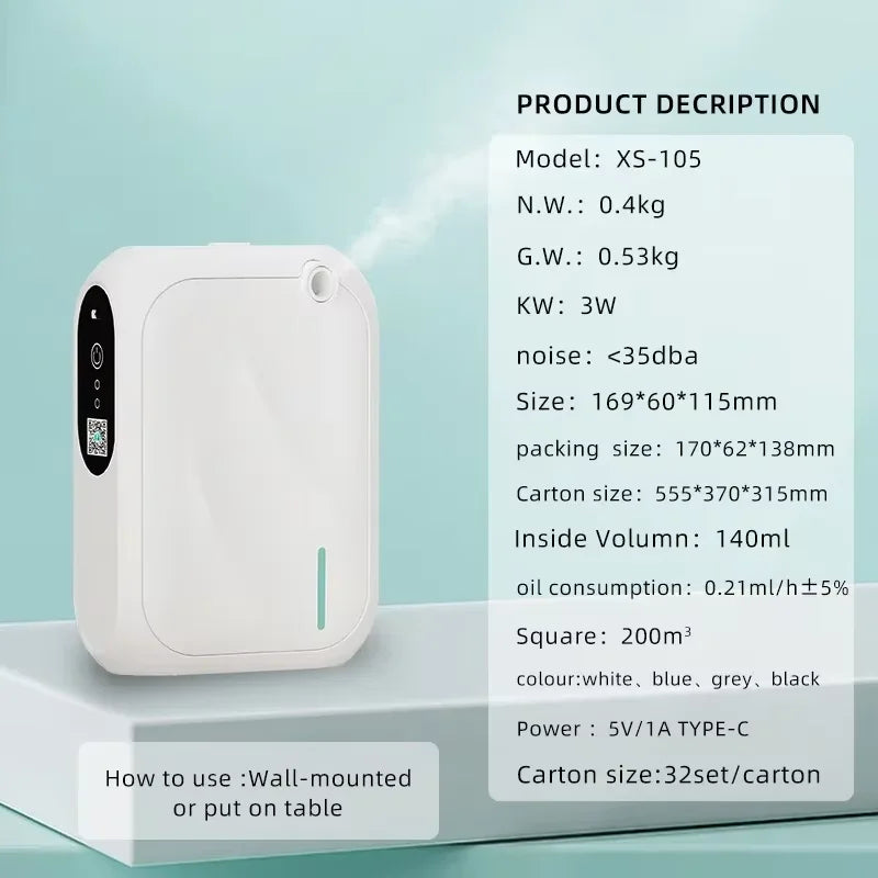 Scent Machine Wall Mounted Professional Aroma Diffuser Bluetooth Smell Distributor Electric Smell for Home Fragrance Diffuser