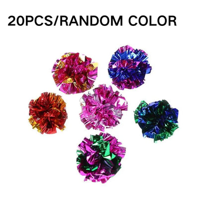 1/5/10/20PCS Cat Colorful Crinkle Balls 5.5cm Cat Dog Interactive Toys Cat Sound Tin Ringing Paper Pet Supplies Random Color