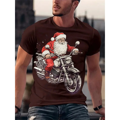 Christmas Tree Pattern T-Shirt For Men Funny Santa Claus 3D Printed Tees Summer Casual Short Sleeve O-Neck Tops Unisex T-Shirts