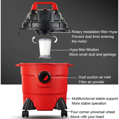 JIQI Multifunction Vacuum Cleaner Handheld Aspirator Dust Collector Powerful Suction Bucket Type Wet Dry Cleaning Machine Brush