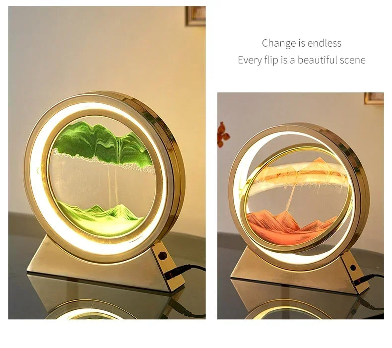 Sandscape Kinetic Sand Art Picture Quicksand Table Lamp Dynamic Liquid Hourglass Moving Sand Painting Flowing Sand Home Decor
