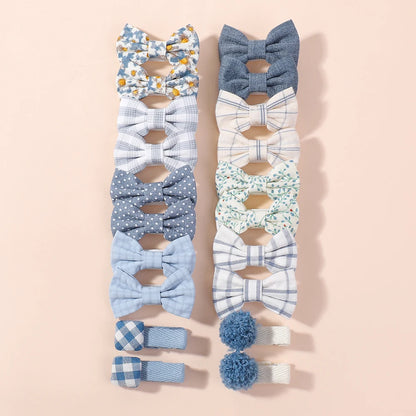 20pcs/set Lovely Kids Bows Hair Clips for Girls Barrette Boutique Full Coverage Fabric Children's Headwear Baby Hair Accessories