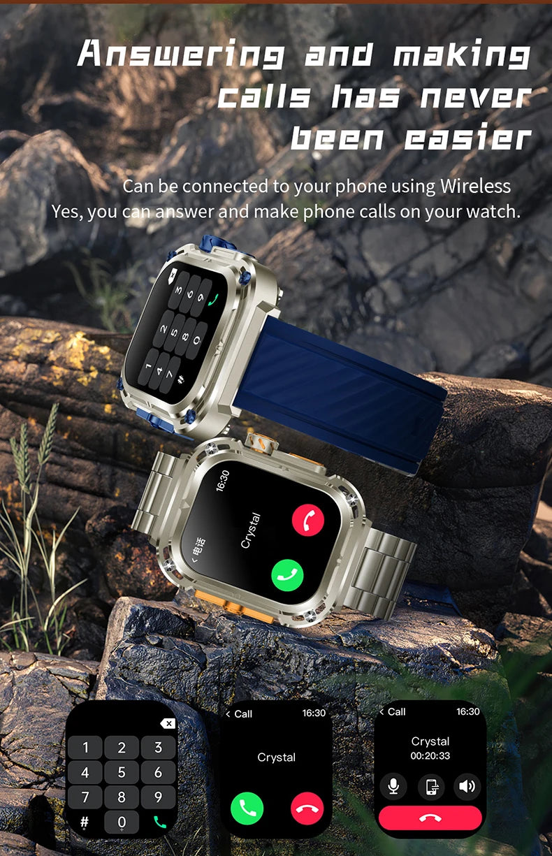 LIGE New 2.1" Ultra HD NFC Bluetooth Call Smart Watch Men Compass GPS Track 460mAH Battery Waterproof Watches For Android IOS