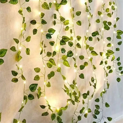 Solar 2M/5M/10M Flower Green Leaf String Light Artificial Vine Fairy Light Tree Eave Garland Light for Party Wedding Home Decor