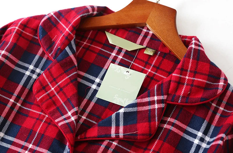 Nightgown 100% Brushed Cotton Nightshirts Women's Sleepwear Long Sleeve Plaid Winter Oversize Sleep Dress Women Home Clothes