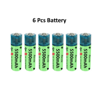 Universal AA Rechargeable Battery Durable 5500mAh Li-ion Battery AA USB Direct Charging for Toys Clocks Game Controllers Cameras