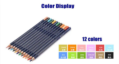 Professional Watercolor Pencil Set 12/36/48/72/120 Coloured Pencils Water Soluble Sketching Pencils with Brush Art Supplies