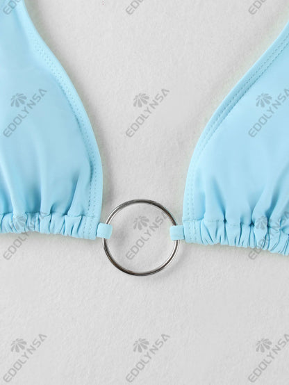 3 Piece Bikini Sets Nightclub Partywear Brazilian Swimsuit O-Ring Bathing Suit with Skirt Thong Biquini Swimwear Women K168