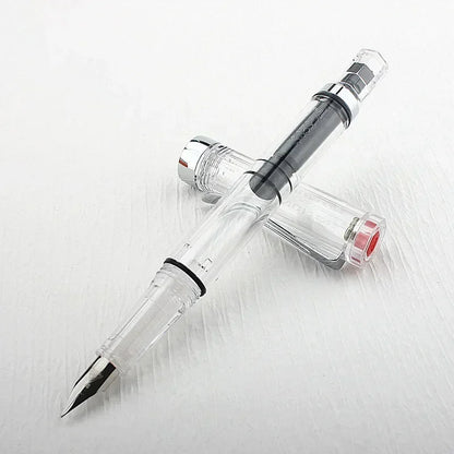 High Quality 3059 Piston Fountain Pen Resin Transparent Ink Pen EF/F Nib 0.38/0.5mm Fountain Pen Business Gif