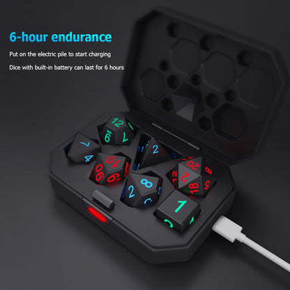 7Pcs/set  Electronic Luminous LED DND Dice Set Multiple Sided Dice for Adults Board Game Party Entertainment Toys