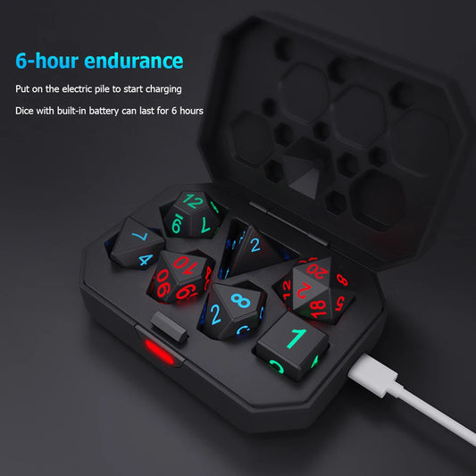 7Pcs/set  Electronic Luminous LED DND Dice Set Multiple Sided Dice for Adults Board Game Party Entertainment Toys