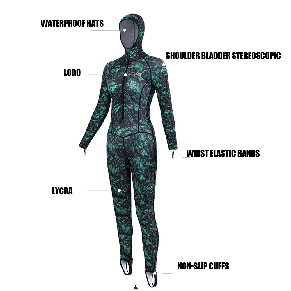 0.5MM Lycra Swimsuit Women Men Summer Suits Fishing Diving Surfing Snorkeling Kayaking Camouflage Adult Full Body