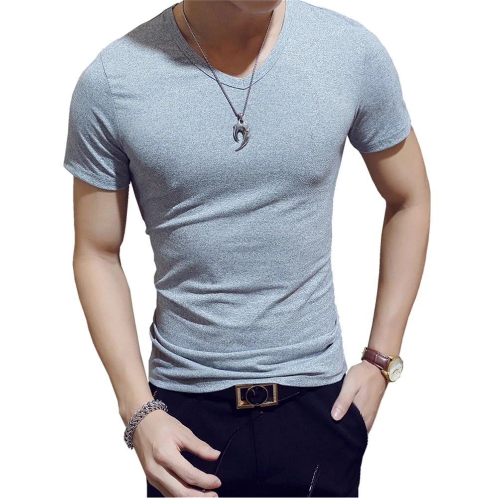 7 Colors Slim Man's T-shirt Short Sleeve Streetwear Gym Clothing Tee Top Plain Running Shirt Camiseta Masculina Tee Shirt Homme