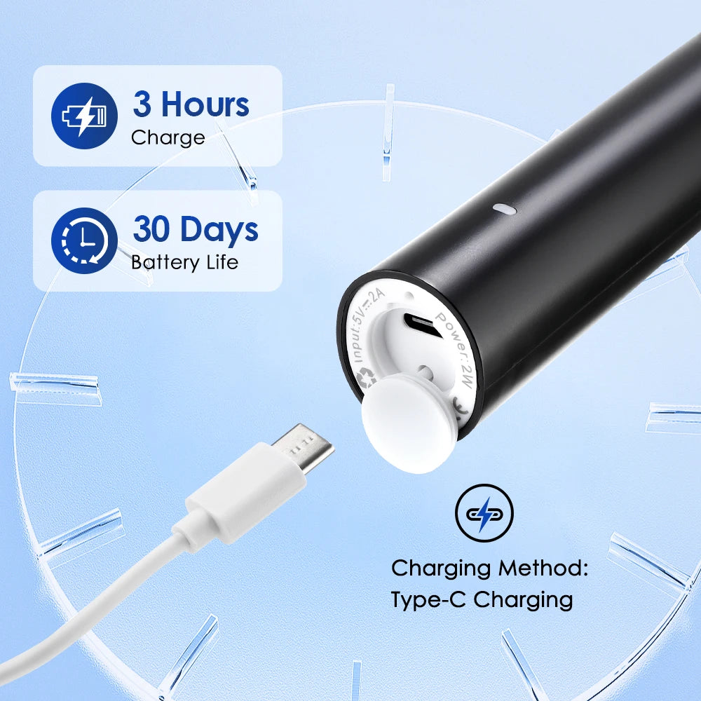 5 Modes Rotating Electric Toothbrush for Adults Smart Timer Deep Clean USB Rechargeable Tooth Brush with Replacement Heads