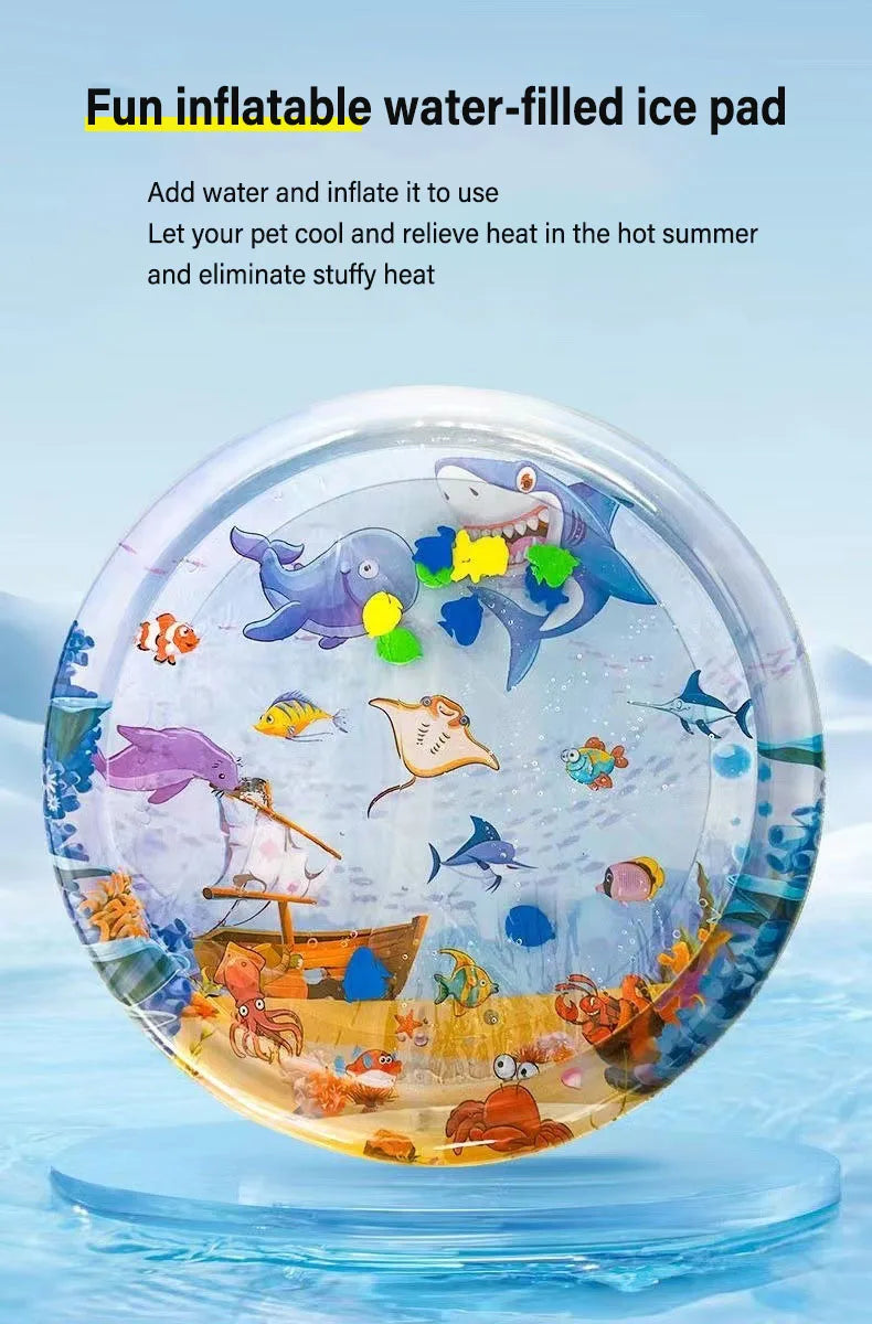 Sea Ocean Water Mat Sensory Water Mat Thickened Inflatable For Cat Pet Supplies Cleaning Cooling Mat Summer Cat Pets Accessories