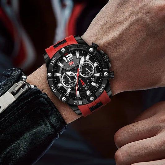 MINI FOCUS Multifunctional Sports Quartz Watch Mens Watches Waterproof Chronograph Wrist Watch with Date Luminous Hands 0349G