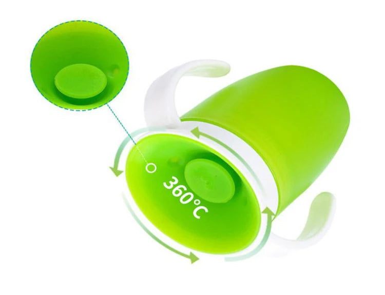 Baby Learning Drinking Cup With Double Handle Flip Lid 360 Degrees Can Be Rotated Leakproof Cup Infants Water Cups Bottle