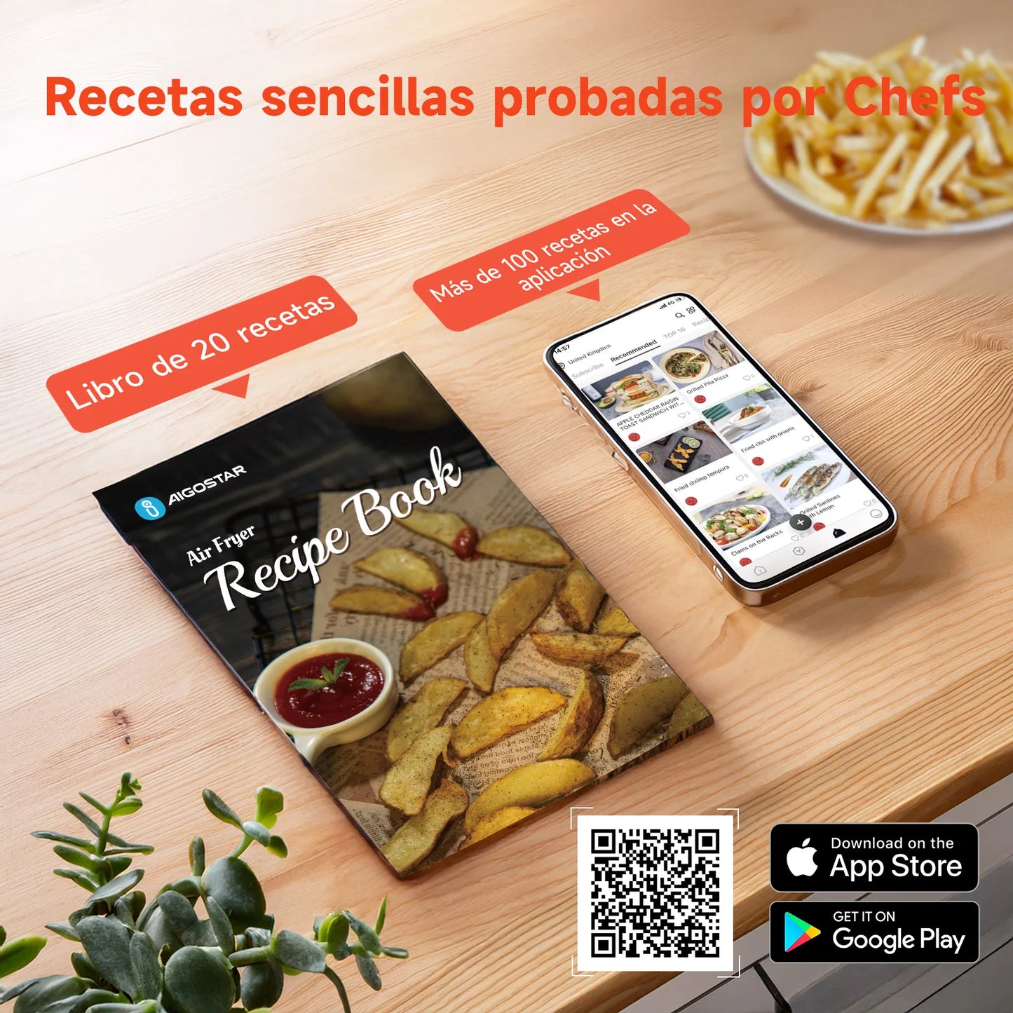 7L Oil-Free Air Fryer, Led Touch Screen, 8 Functions, Removable Non-Stick Basket, Recipe Book Included, 1900