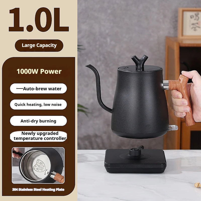 1000W Fast Electric Kettle, 1L Capacity, 304 Stainless Steel, One-Touch Boil & Dry Burn Protection