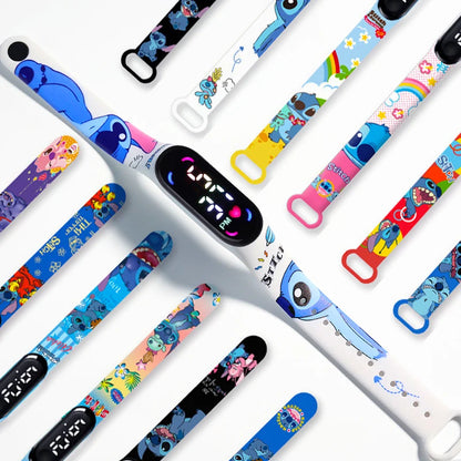 Fashion Stitch Children Watches Girls Waterproof Sport Wristband Women Bracelet  Kids LED Watch Touch Digital Clock