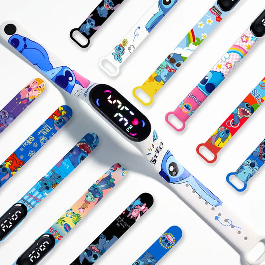 Fashion Stitch Children Watches Girls Waterproof Sport Wristband Women Bracelet  Kids LED Watch Touch Digital Clock