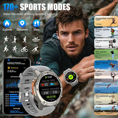 LIGE New GPS Tracker Smart Watch Men 466*466 AMOLED Screen Men Watches 50M Waterproof Outdoor Compass 500mAh Battery Smartwatch