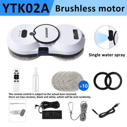 DIVEDEER White/Black Home Automatic No Spray or Water spray Window Cleaning Robot Intelligent Wipe  High-rise Large Area Window