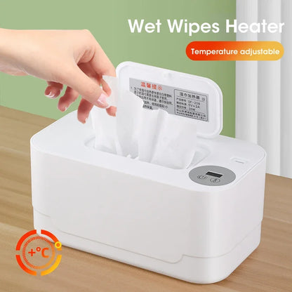 Baby Wet Wipe Heater Warmer with LED Display Wet Towel Dispenser Portable USB Baby Wipe Warmer Napkin Heating Box Home/Car