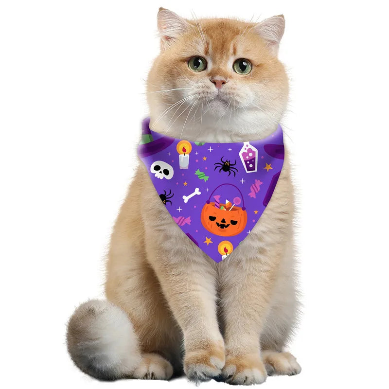 Dog Scarf Bandana Collar Bibs Cat Neck Decor Christmas Halloween Pet Supplies Puppy Cat Dog Accessories for Small Dogs