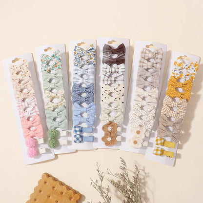 20pcs/set Lovely Kids Bows Hair Clips for Girls Barrette Boutique Full Coverage Fabric Children's Headwear Baby Hair Accessories