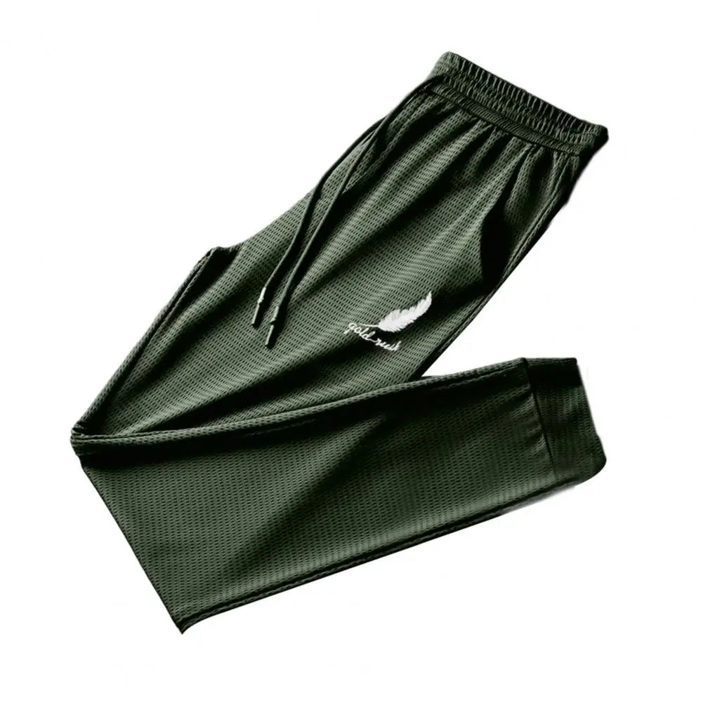 Popular Sports Pants  Feather Print Handsome Joggers Pants  Pockets Lace-up Sweatpants