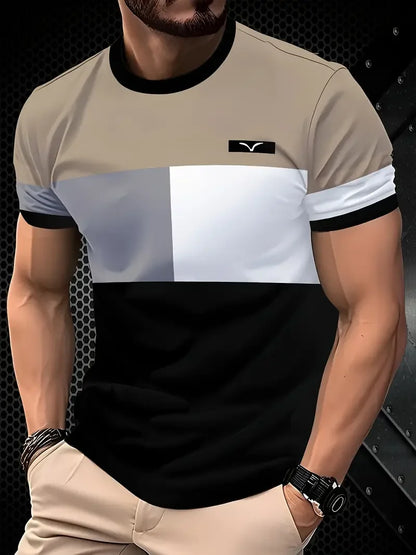 Summer Classic Men's T-shirt Outdoor Round Neck Short Sleeve Top Stripe Print Street Loose T-Shirt Male Oversized Clothing