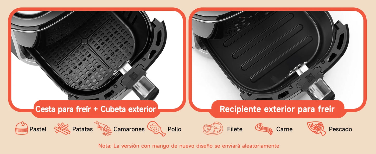 7L Oil-Free Air Fryer, Led Touch Screen, 8 Functions, Removable Non-Stick Basket, Recipe Book Included, 1900