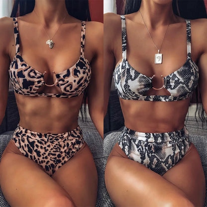 5 Colors Sexy Bikini Women High Waist Swimsuit Swimwear Female Leopard Bikinis Set Bathing Suit Push Up Biquinis Feminino 2026