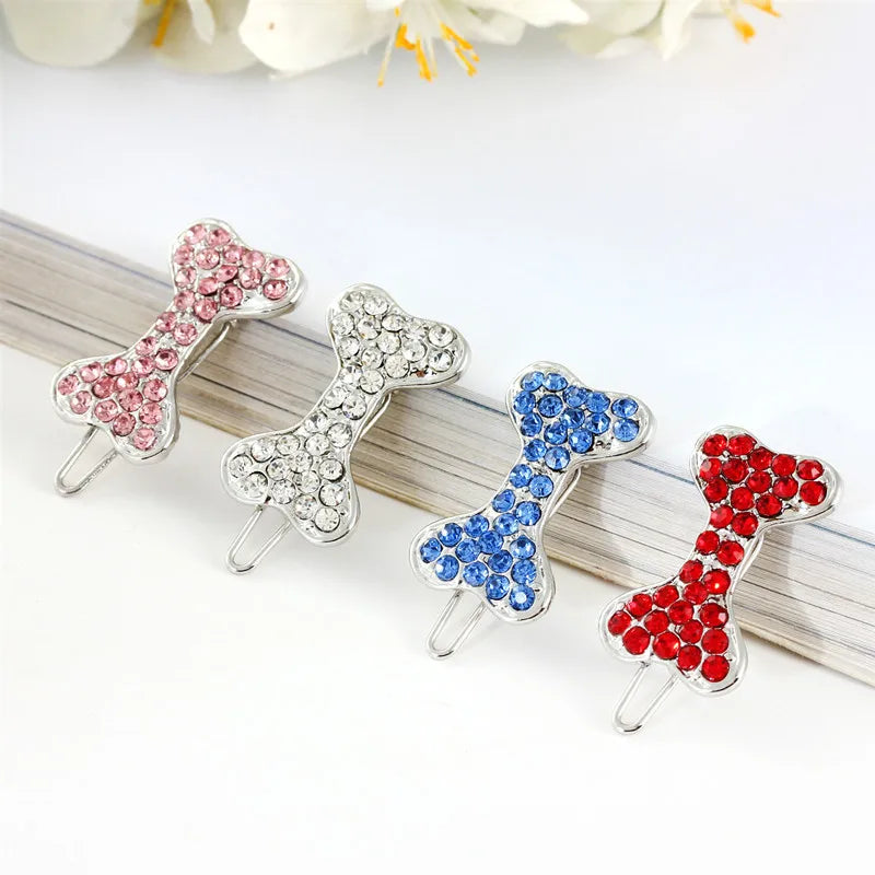 Bling Pearl Dog Collar Small and Medium Dogs Crown Hair Clips Puppy Accessories Doggy Heart and Bone Necklace Pet Supplies