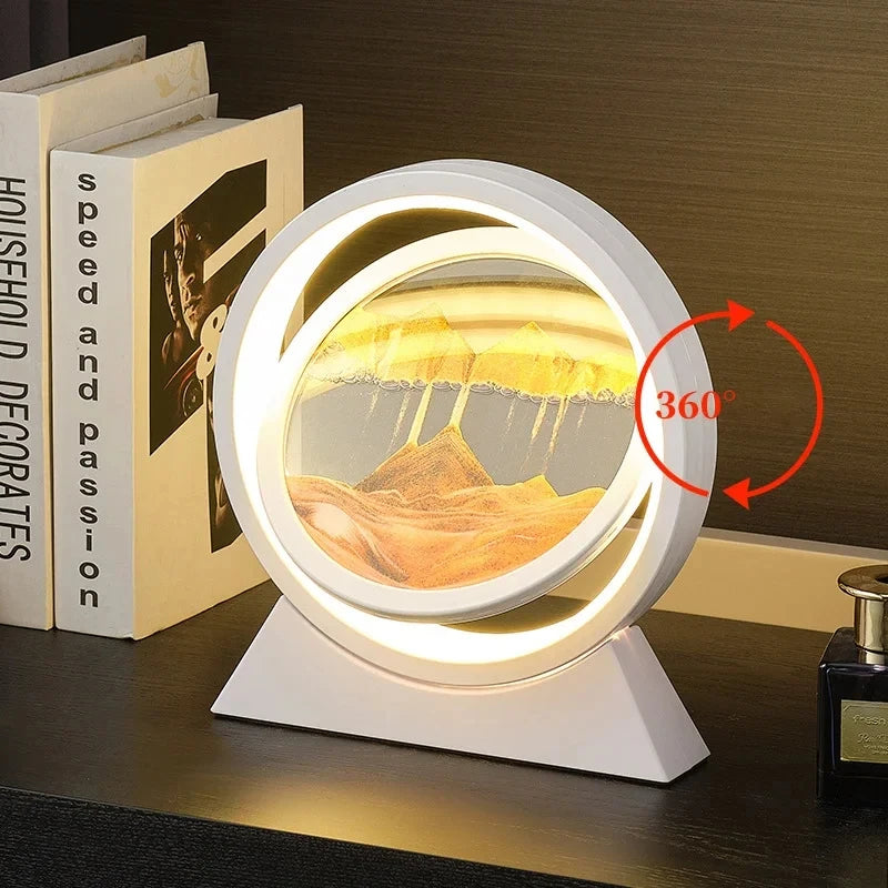 Sandscape Kinetic Sand Art Picture Quicksand Table Lamp Dynamic Liquid Hourglass Moving Sand Painting Flowing Sand Home Decor