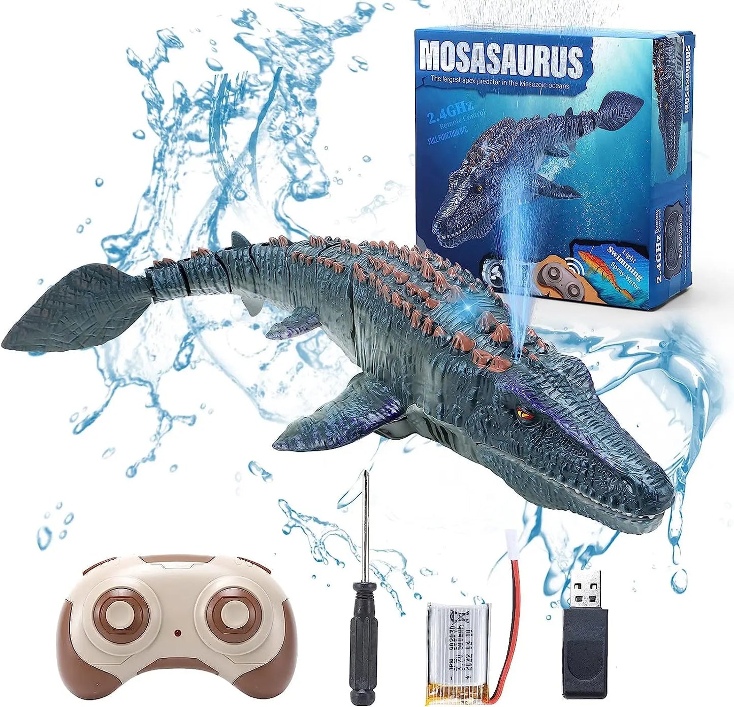 2.4G Remote Control Dinosaur Kid Mosasaurus Diving Toy Rc Boat Outdoor Toy Water For Swimming Pool Bathroom Bath Toys For Kids