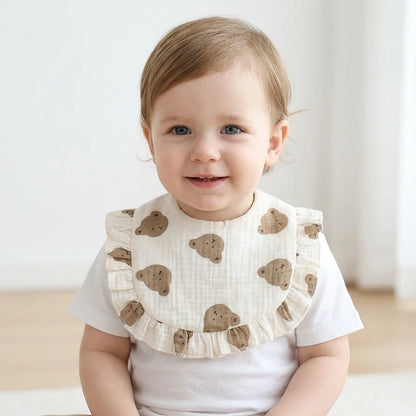New Spring and Summer Baby Small Floral Bib, Girls' Gauze Ruffle Bib, Cute Baby Drool Towel