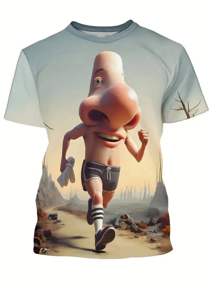 New Summer Men's T-shirt Funny Printed Pattern Short Sleeve Summer Outdoor Fashion Round Neck Tops OverSize Loose Men's Clothing