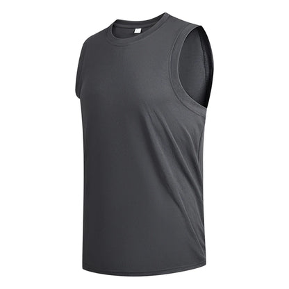 Men's New Large Size Breathable Ice Silk Quick Dry Sleeveless Vest Round Neck Casual Running Fitness M-8xl Summer Sports T-Shirt
