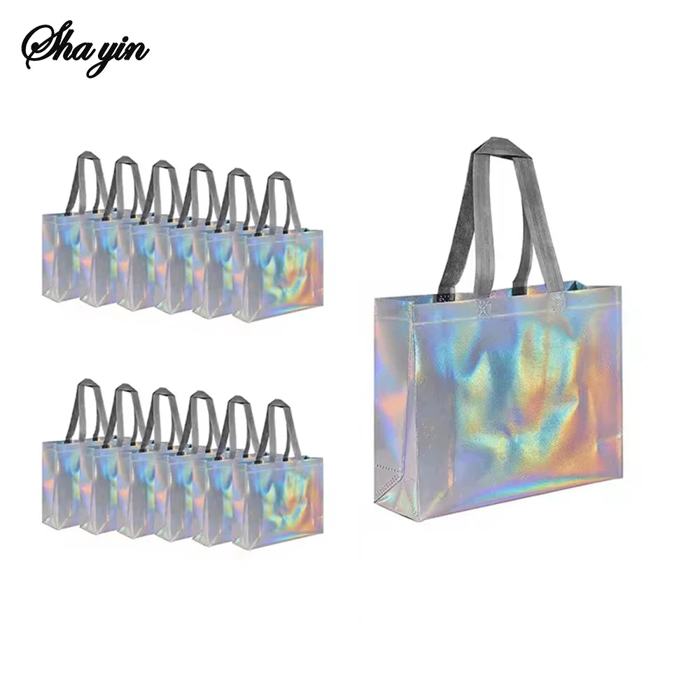 Organizer Silver Reusable Gift Tote Grocery Shopping Bags Apply To Bridesmaids Birthday Party Wedding, Bachelor Party Supplies