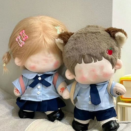 20cm Doll Clothes Blue School Uniform Blouse Set Skirt Suit Clothes For Cotton Stuffed Dolls Toys Accessories Doll Outfit
