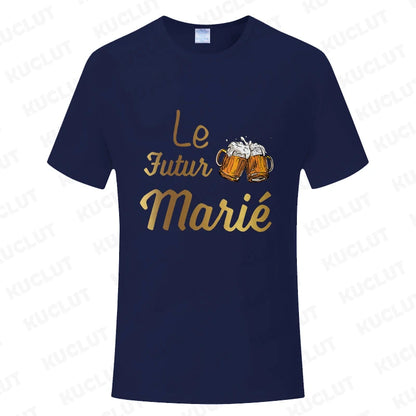 French Evg Team Married Tops Single Farewell Bachelor Party T Shirt Future Groom Man Tshirt Fashion Beer Graphic Wedding Tees