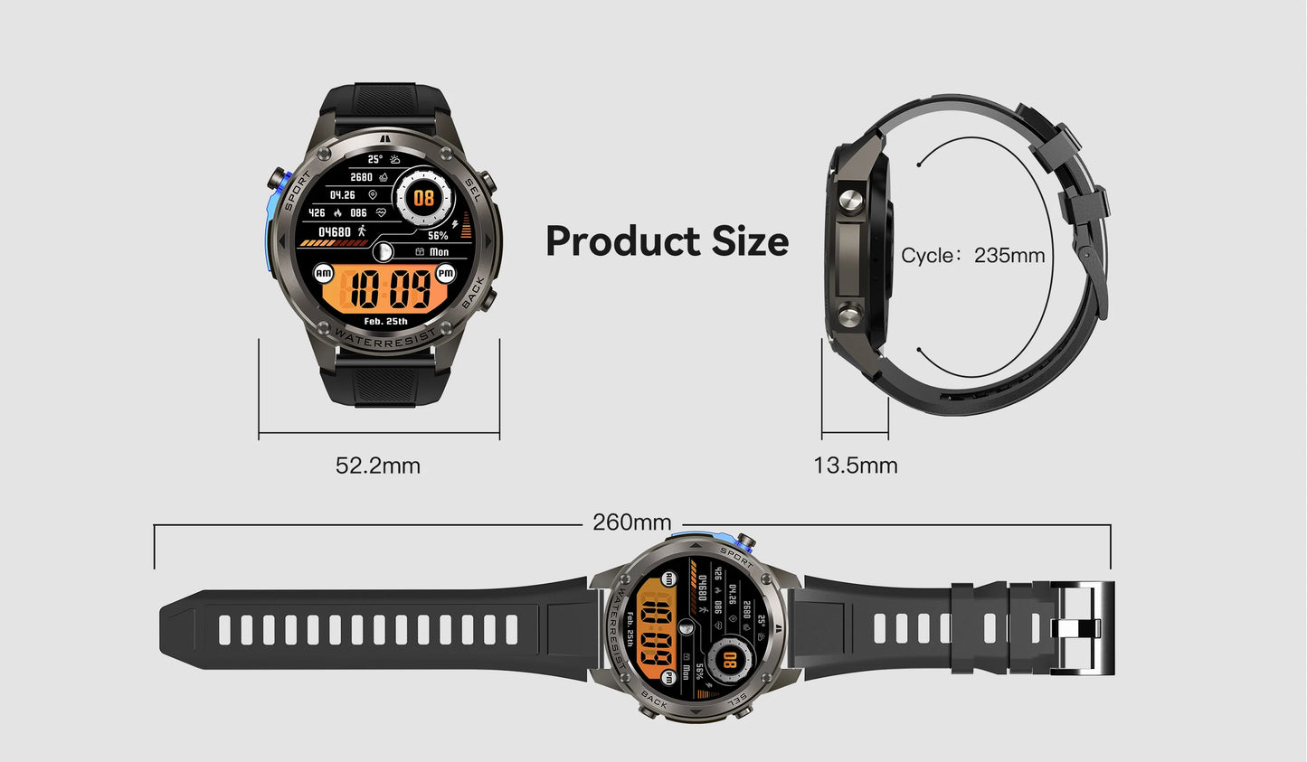 LIGE New GPS Tracker Smart Watch Men 466*466 AMOLED Screen Men Watches 50M Waterproof Outdoor Compass 500mAh Battery Smartwatch