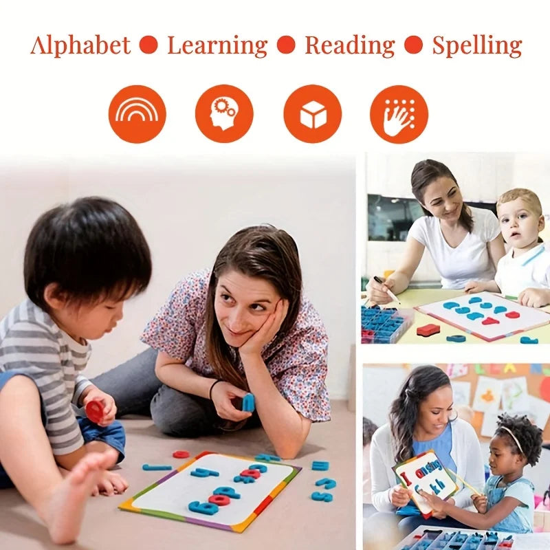 Red & Blue English Letter Magnetic Stickers Number Refrigerator Magnetic Stickers Alphabet Spelling Educational Kids Toys