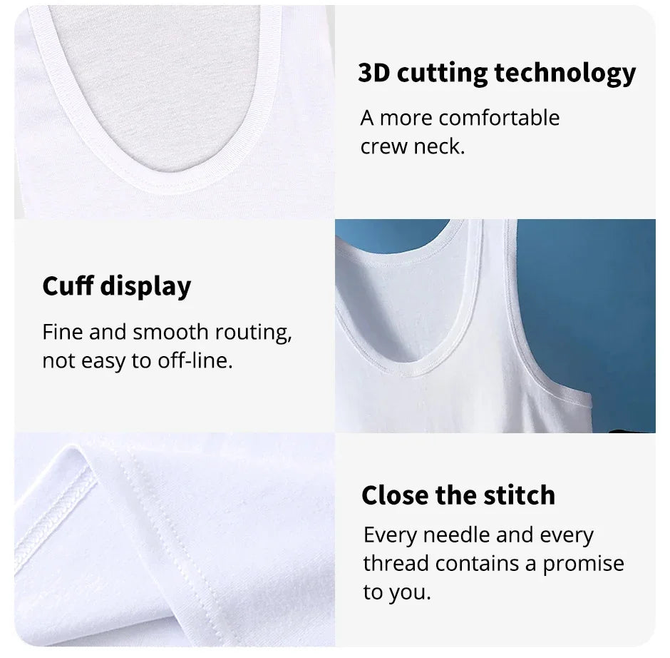2024 New Men's Summer Lightweight Cotton Vest Sports Casual Home Outdoor Close-Fitting Tops Breathable Quick Drying Loose Vest