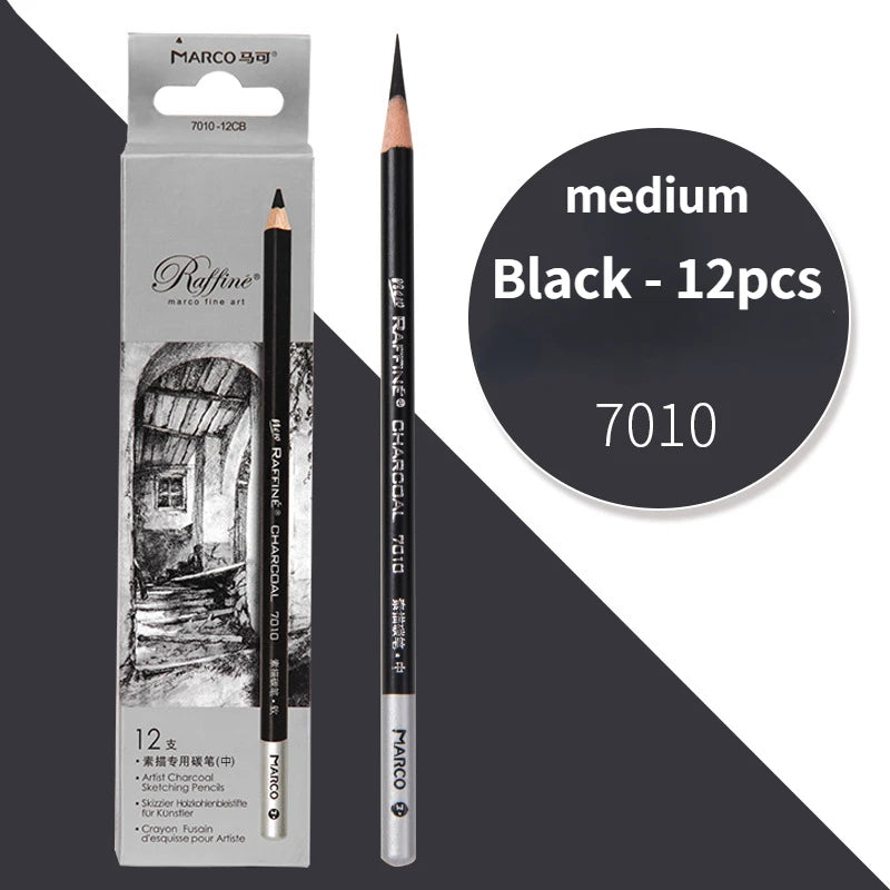 12pcs/box High Gloss Painting White Charcoal Pen Brown Comic Sketch Design Stroke Pen School Graffiti Art Supplies