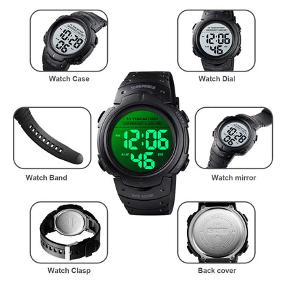 Skmei Led Light Display Chrono Digital Sport Watches Mens 10bar Top Waterproof Wristwatch 10 Year Battery Life Alarm Date Clock