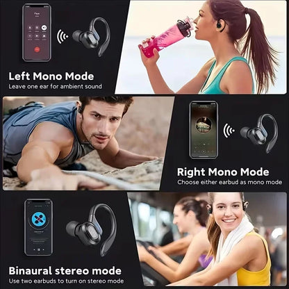 SP16 Earhooks Sports Bluetooth Wireless Headsets with Mic,LED Power Display,ENC,Hifi Stereo Sound Gaming Headset