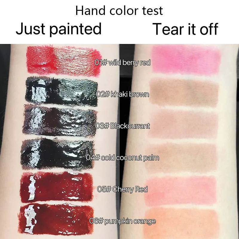 Chocolate Brown Peel Off Lip Stain Waterproof Makeup Matte Khaki Orange Liquid Lipstick Nude Black Tattoo Lips Tint Cosmetic